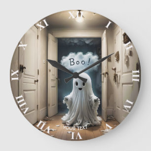 Fantasy Cute Ghost Closet Boo Large Clock