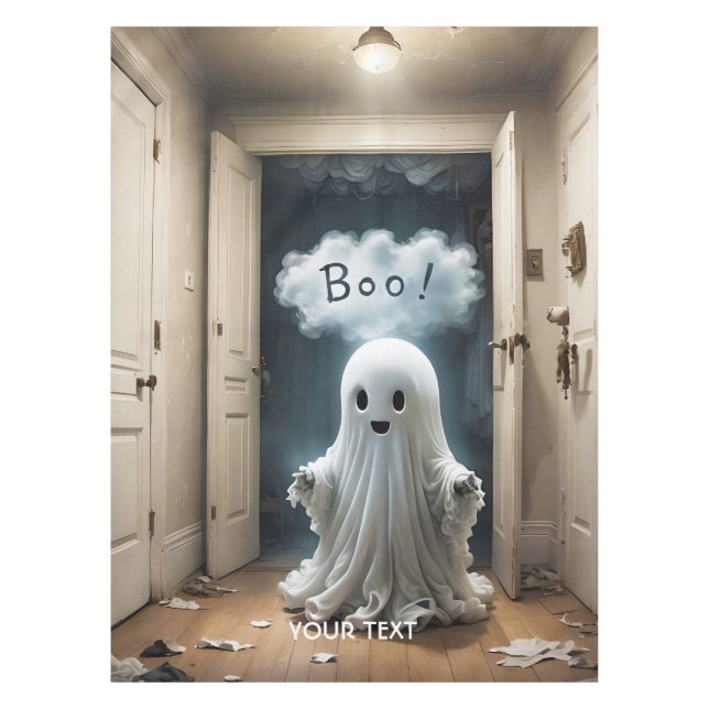 Fantasy Cute Ghost Closet Boo Tablecloth (Front)