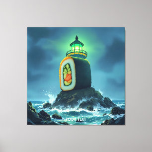 Fantasy Cute Giant Sushi Lighthouse Canvas Print