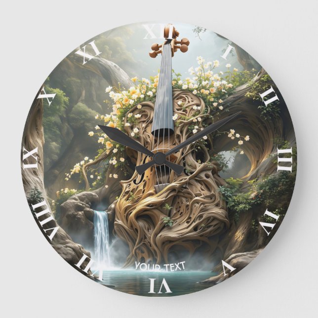 Fantasy Cute Giant Violin Forest Large Clock (Front)