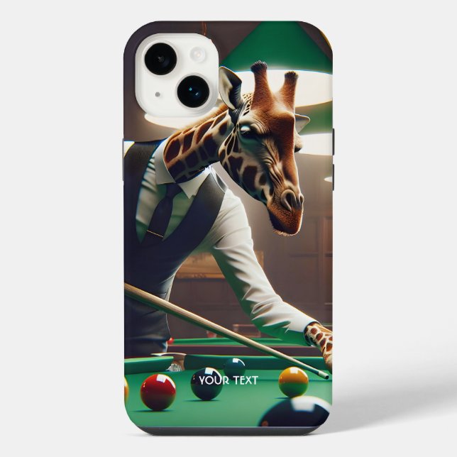Fantasy Cute Giraffe Playing Snooker iPhone Case (Back)