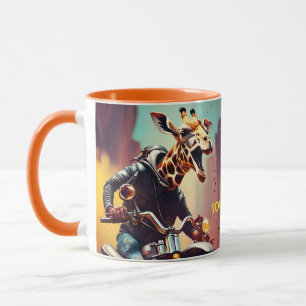 Fantasy Cute Giraffe Riding Bike Mug