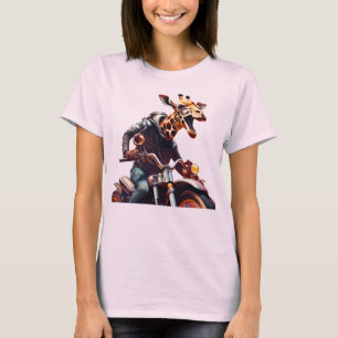 Fantasy Cute Giraffe Riding Bike T-Shirt