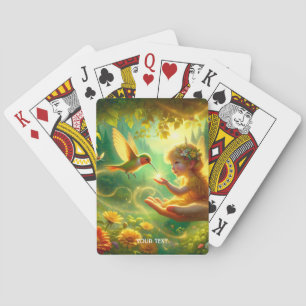 Fantasy Cute Girl Bird Forest Playing Cards