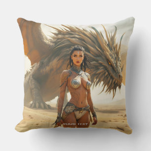 Fantasy Cute Girl Dragon Desert Cushion