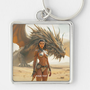Fantasy Cute Girl Dragon Desert Key Ring