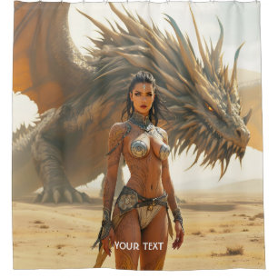 Fantasy Cute Girl Dragon Desert Shower Curtain