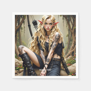 Fantasy Cute Girl In Black Napkin