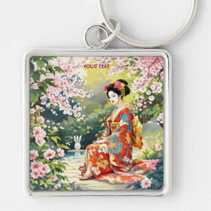Fantasy Cute Girl Kimono Sakura Key Ring