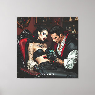 Fantasy Cute Girl Man Tattoo Canvas Print