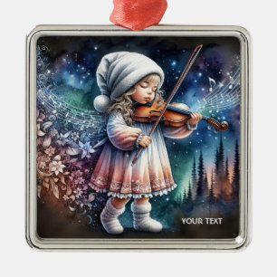 Fantasy Cute Girl Music Violin Metal Tree Decoration