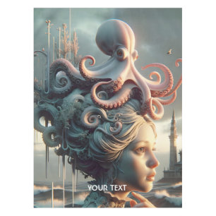 Fantasy Cute Girl Octopus Sea Tablecloth