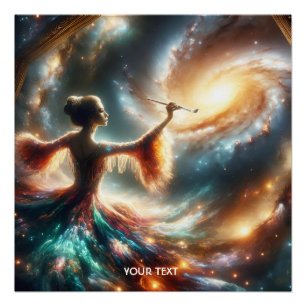 Fantasy Cute Girl Painting Space Poster