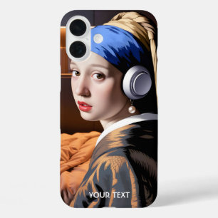 Fantasy Cute Girl Pearl Headphones iPhone 16 Plus Case