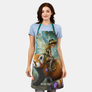 Fantasy Cute Girl Riding Panda Apron