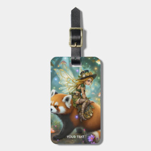 Fantasy Cute Girl Riding Panda Luggage Tag