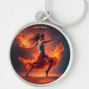 Fantasy Cute Girl Salsa Fire Key Ring