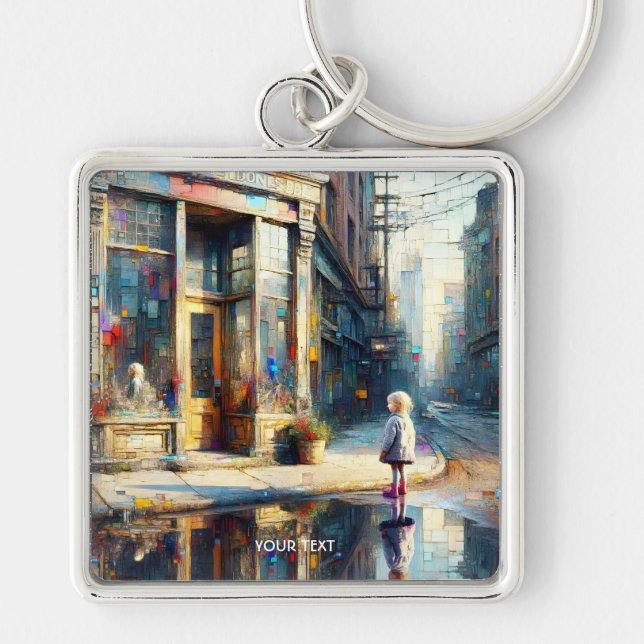 Fantasy Cute Girl Shop Window Key Ring (Front)
