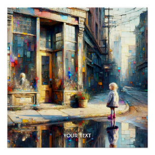 Fantasy Cute Girl Shop Window Poster