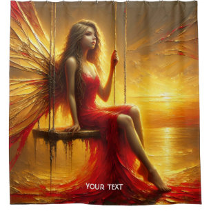Fantasy Cute Girl Sun Red Dress Shower Curtain