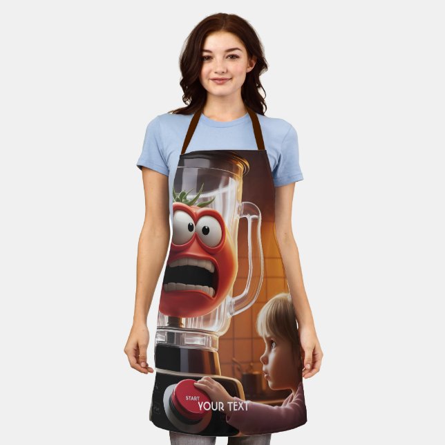 Fantasy Cute Girl Tomato Blender Apron (Worn)