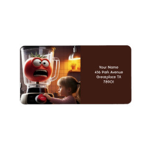 Fantasy Cute Girl Tomato Blender Label