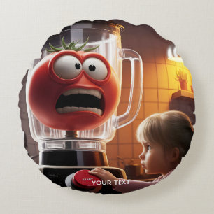 Fantasy Cute Girl Tomato Blender Round Cushion