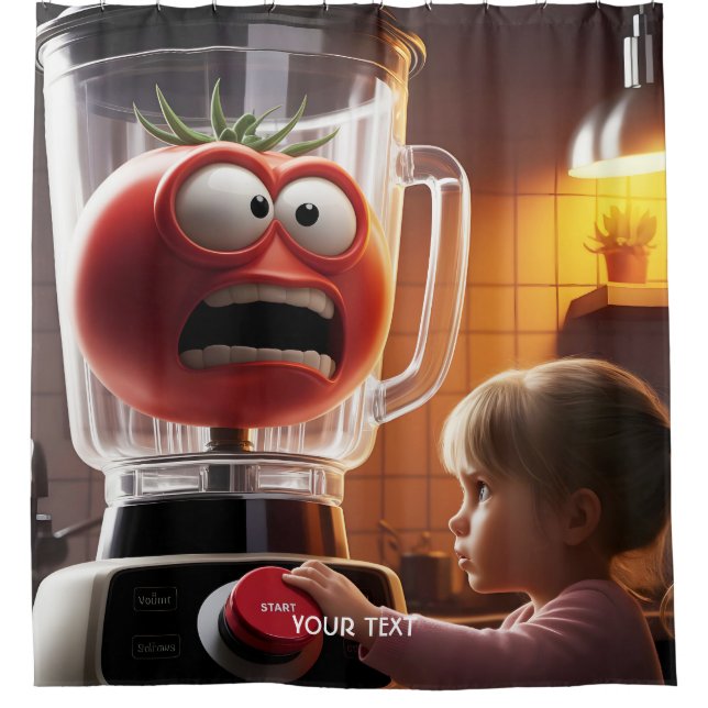Fantasy Cute Girl Tomato Blender Shower Curtain (Front)