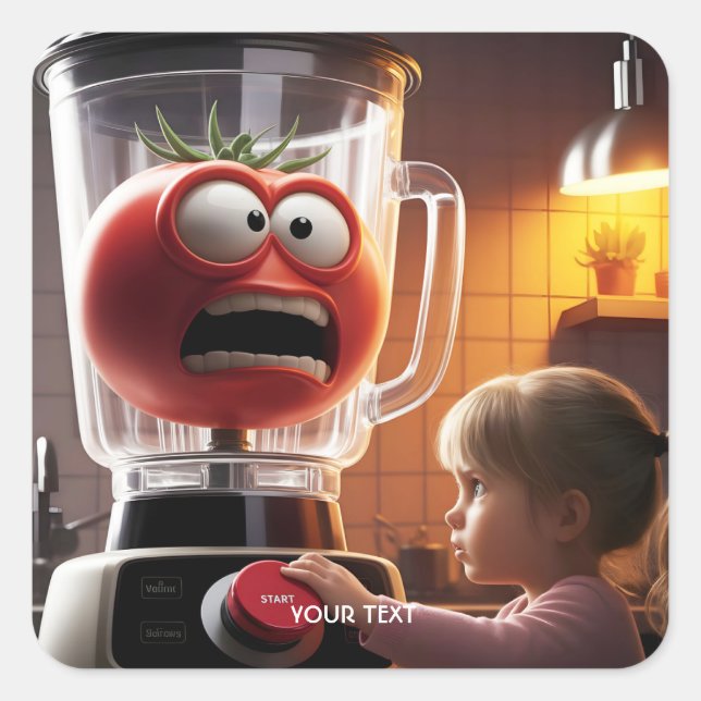 Fantasy Cute Girl Tomato Blender Square Sticker (Front)
