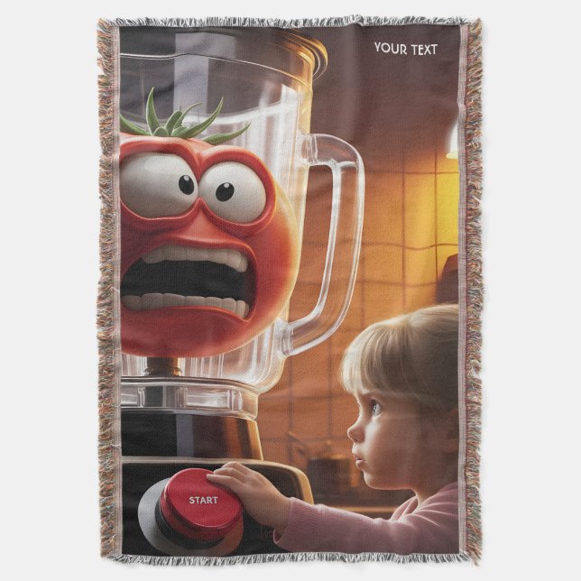 Fantasy Cute Girl Tomato Blender Throw Blanket (Front Vertical)