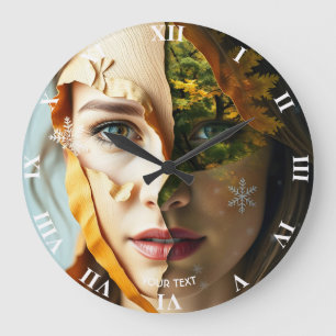 Fantasy Cute Girl Tree Landscape Large Clock