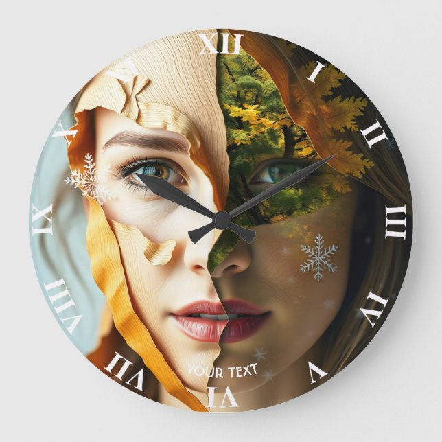 Fantasy Cute Girl Tree Landscape Large Clock (Front)