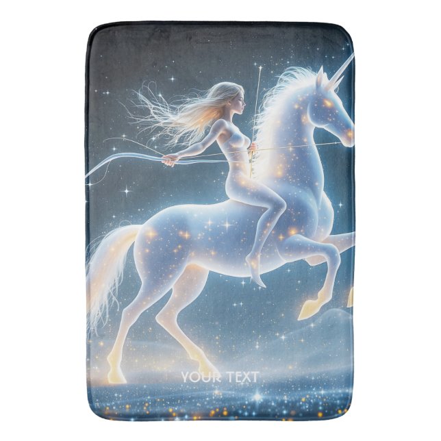 Fantasy Cute  Girl Unicorn Space Bath Mat (Front Vertical)