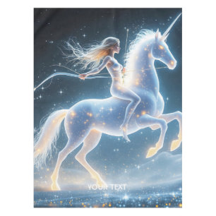 Fantasy Cute Girl Unicorn Space Tablecloth