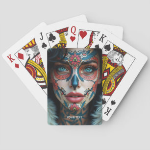 Fantasy Cute Girl Vibrant Tattoo Playing Cards