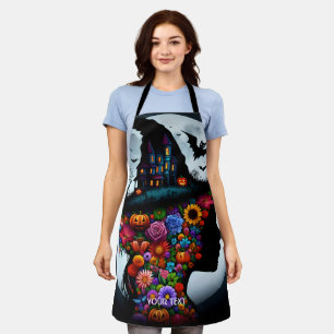 Fantasy Cute Girl Witch Halloween Apron