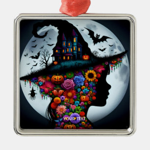 Fantasy Cute Girl Witch Halloween Metal Tree Decoration