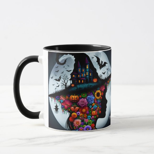Fantasy Cute Girl Witch Halloween Mug (Left)