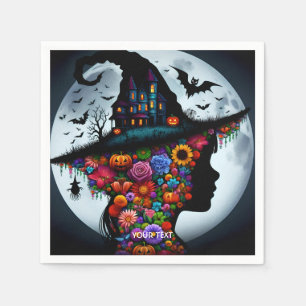 Fantasy Cute Girl Witch Halloween Napkin