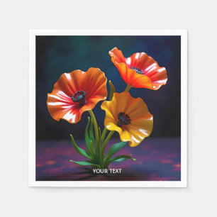 Fantasy Cute Glass Red Flowers Napkin