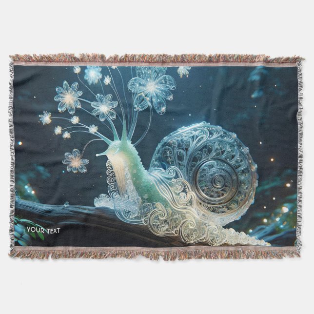Fantasy Cute Glass Snail Sea Throw Blanket (Front)