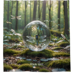 Fantasy Cute Glass Sphere Dragonfly Shower Curtain