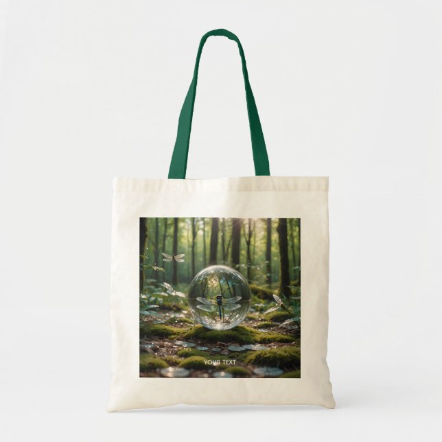 Fantasy Cute Glass Sphere Dragonfly Tote Bag (Front)
