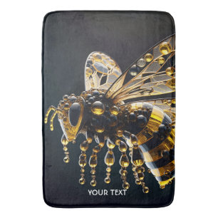 Fantasy Cute Glass Yellow Black Bee Bath Mat