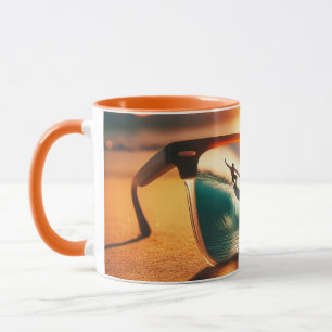 Fantasy Cute  Glasses Sunset Beach Mug