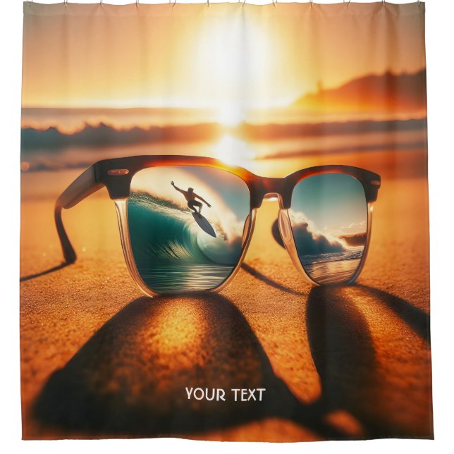 Fantasy Cute  Glasses Sunset Beach Shower Curtain (Front)