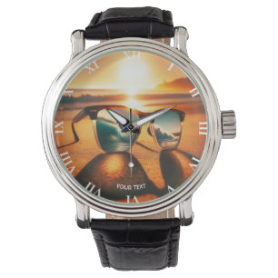 Fantasy Cute  Glasses Sunset Beach Watch
