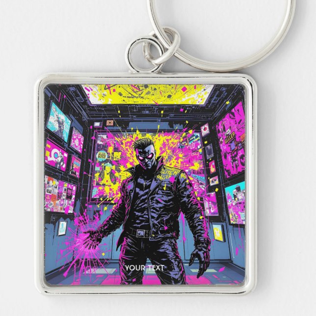 Fantasy Cute Glitch In Gallery Key Ring (Front)