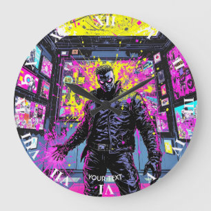 Fantasy Cute Glitch In Gallery Large Clock