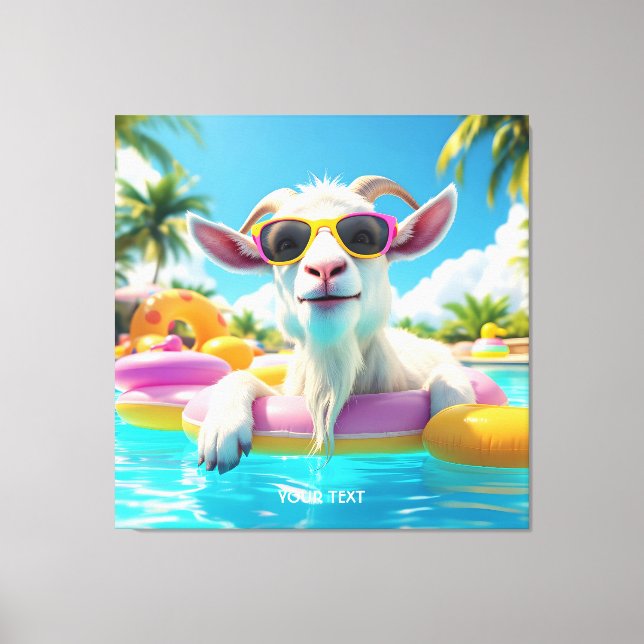Fantasy Cute Goat Float Glasses Canvas Print (Front)